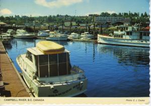 Campbell River BC Boats Harbour Vancouver Island Vintage Postcard D18