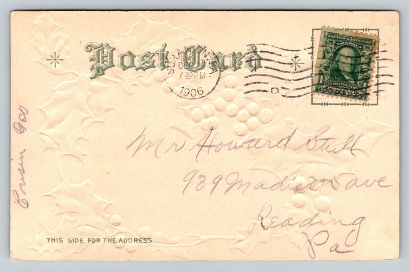 1906  Christmas Xmas  Greetings  Postcard