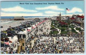 DAYTONA BEACH, Florida  FL   Beach View from OCEANFRONT PARK  c1940s  Postcard