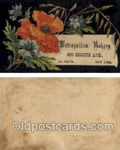 approx size inches = 2.5 x 4.25 Metro Bakery, New York Trade Card Unused yell...