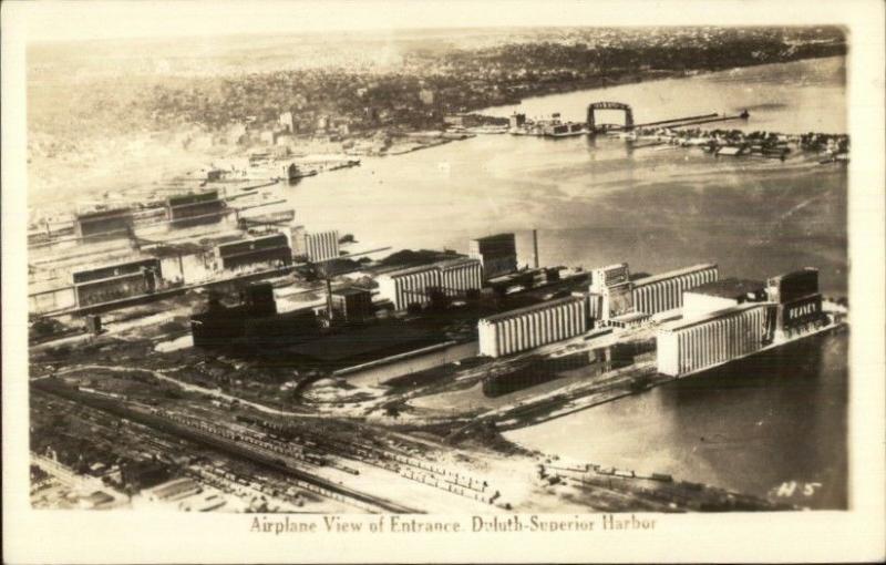 Duluth Superior Harbor Airplane View Real Photo Postcard