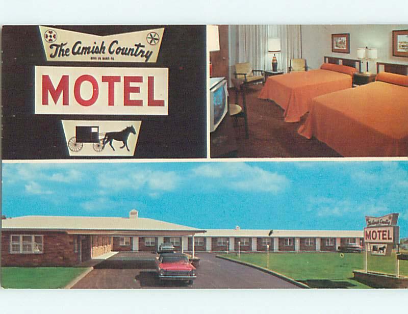 Unused Pre-1980 OLD CARS & AMISH COUNTRY MOTEL Bird-In-Hand PA u6762-22