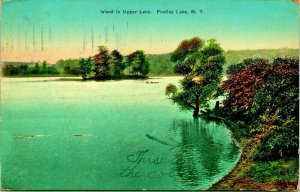 Island In Upper Lake Findley Lake New York NY 1910s DB Postcard