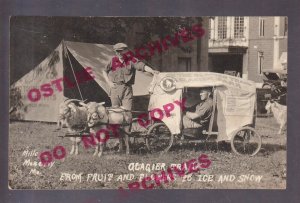 rppc c1915 CROSS COUNTRY TRAVELER Goat Cart GLACIER NATIONAL PARK Trail Railroad