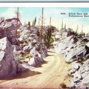 c1930s Yellowstone National Park WY Silver Gate Hoodoo Early Linen Postcard A229