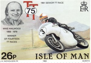 Mike Hailwood Isle Of Man TT Senior Bike Races Racing Postcard