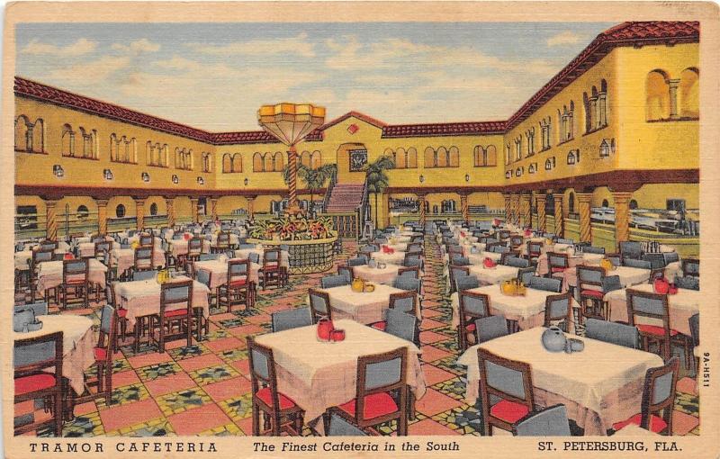 E18/ St Petersburg Florida Fl Postcard c1940s Tramor Cafeteria Cafe Interior