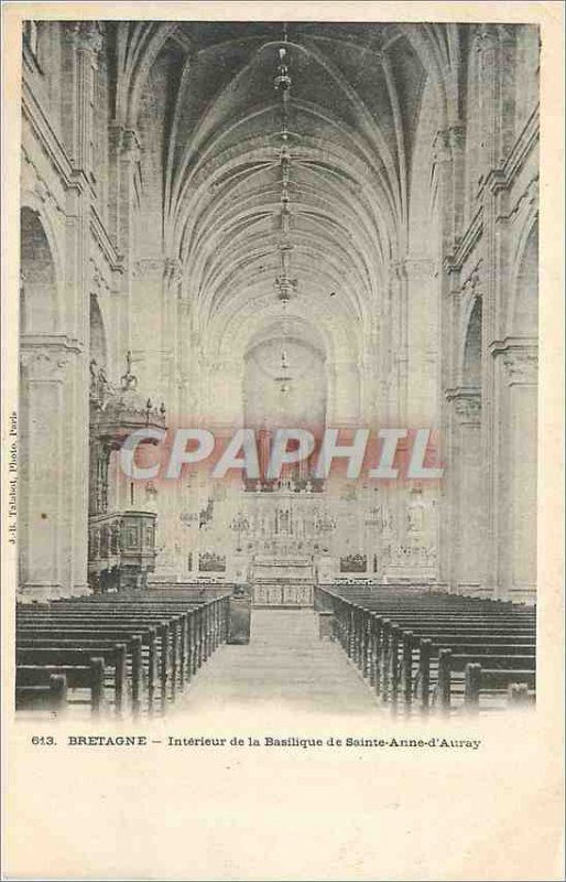 Old Postcard Brittany Interior of the Basilica of Sainte Anne d'Auray