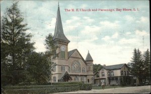 Bay shore Long Island New York NY ME Church & Parsonage c1910 Postcard