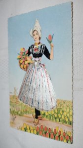 Volendam (Holland) Greetings Tulips Postcard W. R. Bak Printed in Spain