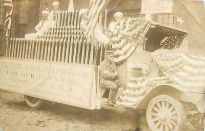 PHOTO-WWI ERA-AMMUNITION CORP-FLAG DRAPED-RPPC-T93266