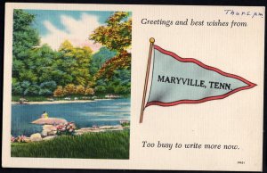 TN MARYVILLE Greetings Best Wishes Too busy to write more - LINEN