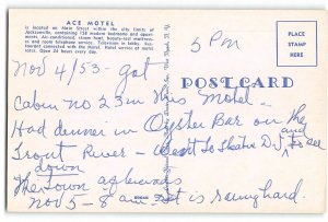 ACE MOTEL Jacksonville, Florida Roadside Chrome Vintage Postcard 1950s