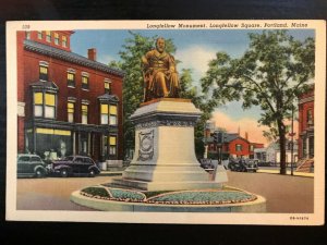 Vintage Postcard 1940 Longfellow Monument Longfellow Square Portland Maine