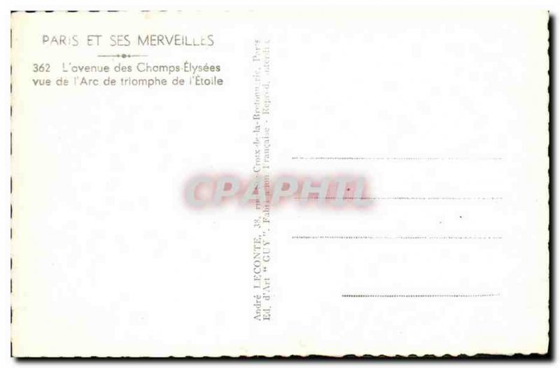Modern Postcard The Paris Champs Elysees saw the triumphal arch of the Etoile