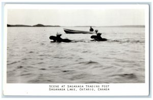 Scene At Saganaga Trading Post Saganaga Lake Ontario Canada RPPC Photo Postcard