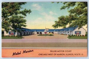 c1940 Marion Illinois Vintage Postcard Deluxe Motor Court One Mile West Building