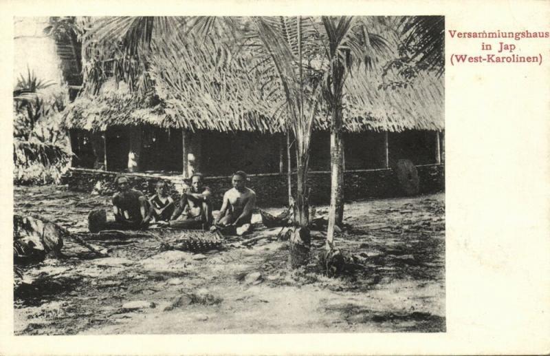 caroline islands, YAP WAQAB, Assembly House, Native People (1910s) Postcard