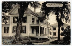 Alpha Tau Omega House  Bowdoin College  Maine   Postcard  1946