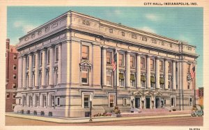 Vintage Postcard 1920's View of City Hall Building Indianapolis Indiana IND