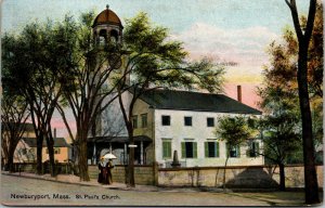 Vtg 1910s St Pauls Church Newburyport Massachusetts MA Postcard