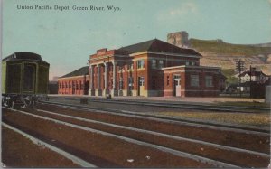 Postcard Railroad Station Union Pacific Depot Green River WY