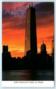 CHICAGO, Illinois IL ~ Silhouette JOHN HANCOCK CENTER at Dusk ca 1970s Postcard