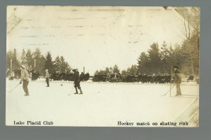 Lake Placid NEW YORK RP 1910 HOCKEY GAME Ice Skating Match GAME UNDERWAY