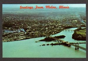 IL Aerial Greetings from MOLINE ILLINOIS Postcard PC