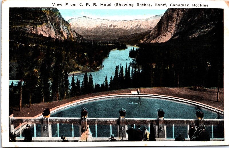 Canada View From C.P.R. Hotel Banff Canadian Rockies Vintage Postcard 09.79