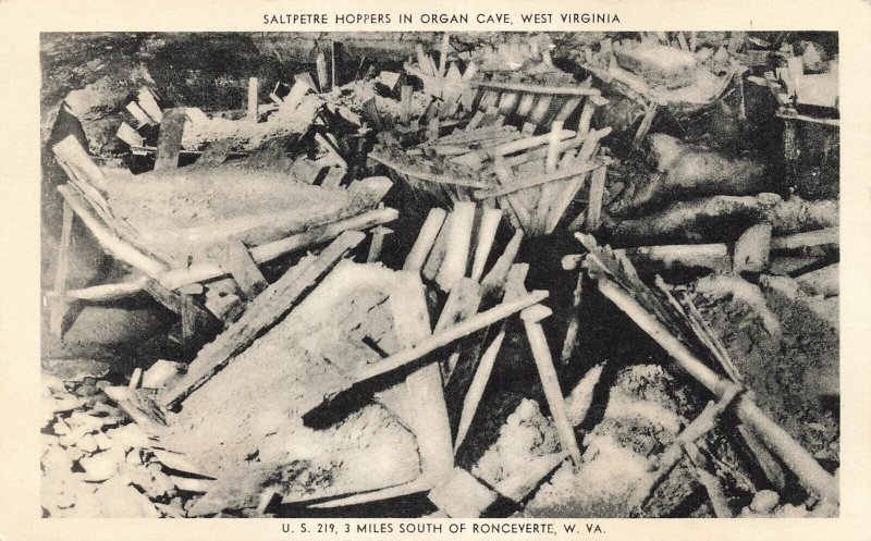 ORGAN CAVE  WEST VIRGINIA WV~SALTPETRE HOPPERS~ARTVUE MINING POSTCARD