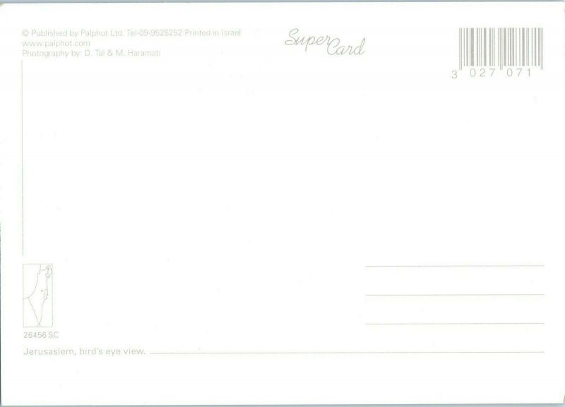 Aerial View Postcard City View Jerusalem, Israel