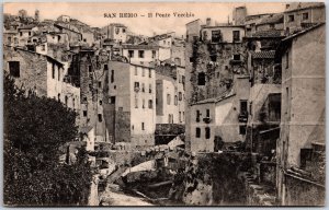 San Remo Ponte Vecchio Florence Italy Antique Black & White Postcard