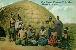 c1910 Kimberley Africa Lu Lu women drinking Kaffir Beer Native Postcard 26-608