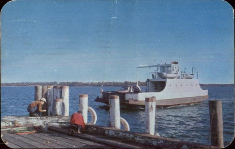 Shelter Island Long Island NY Ferry Boat Islander Greenport Dock Postcard