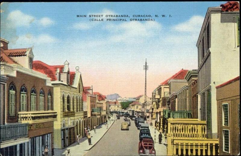 curacao, N.W.I., WILLEMSTAD, Otrabanda, Main Street, Cars (1940s)