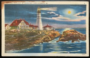 Vintage Postcard 1938 Portland Headlight, Cape Elizabeth, ME