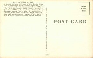 USS RUPERTUS Naval Ship Battleship 1960s-70s Vintage Postcard