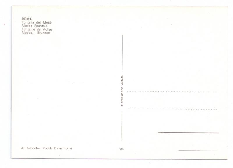 Italy Roma Fontana dei Mose Rome Fountain of Moses 4X6 