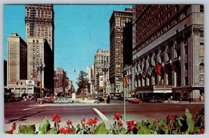 Washington Boulevard, View North From Michigan Avenue, Detroit MI, 1964 Postcard