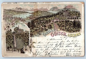 Luzerne Switzerland Postcard Greetings from Gutsch Lucerne Multiview 1901