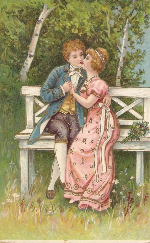 Couple. Passionate romance Nice old vintage Spanish postcard