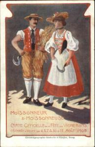 1905 Vevey Switz Wine Growers Harvest Festival Poster Art 1905 Postcard