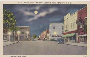 North Carolina Morgantion United Street At Night Looking West