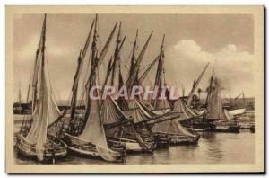 Old Postcard Honfleur Boats Fishing Boats in