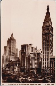 New York City Life And Metropolitan Life Buildings Vintage RPPC C098