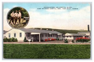 Camp Whiteside Hospital Camp Whiteside Fort Riley Kansas UNP Linen Postcard T7