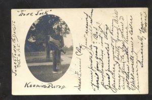 RPPC JAMESTOWN NORTH DAKOTA 1905 NEWSPAPER MAN SCOTLAND REAL PHOTO POSTCARD