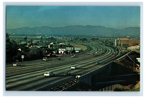 Vintage San Deigo Freeway, Los Angeles, California. Postcard &B