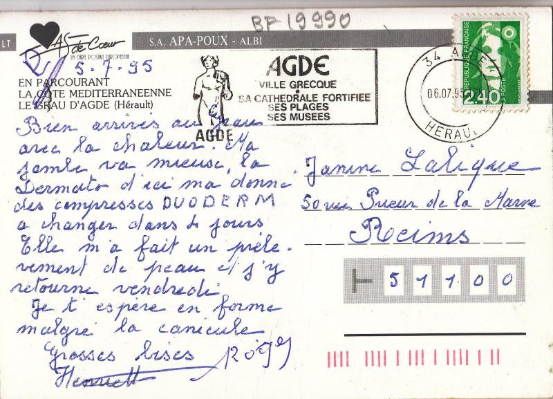 BF19990 grau d agde herault  france front/back image